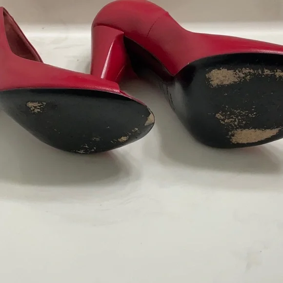 EUC Marc Jacobs Red leather peep toe pumps Italy - Picture 6 of 11